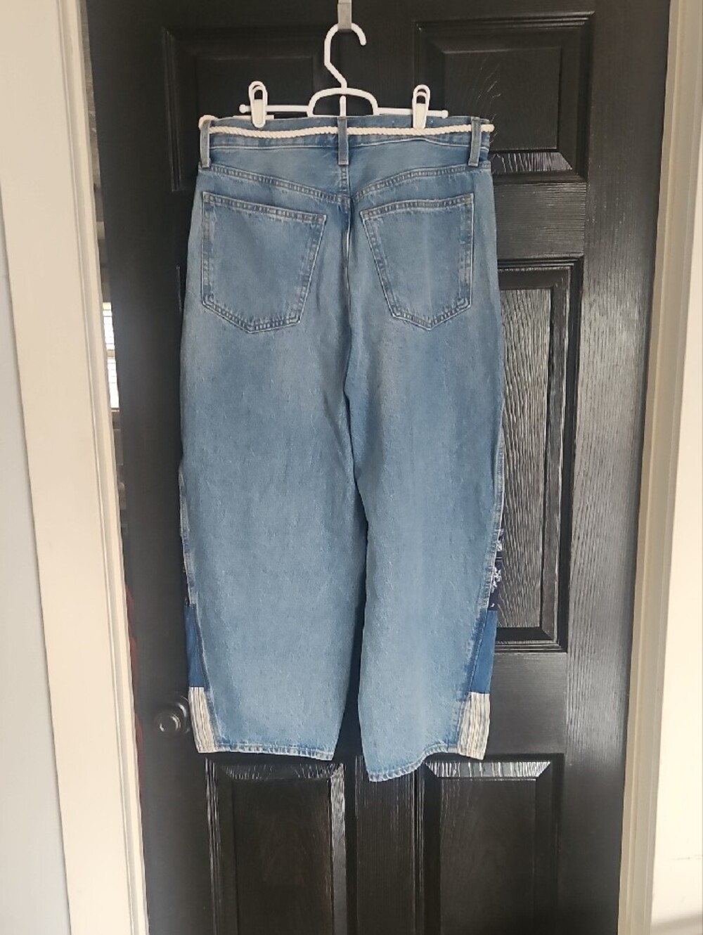 Light Blue Patchwork Women's Jeans with Rope Waist - Picture 3 of 3